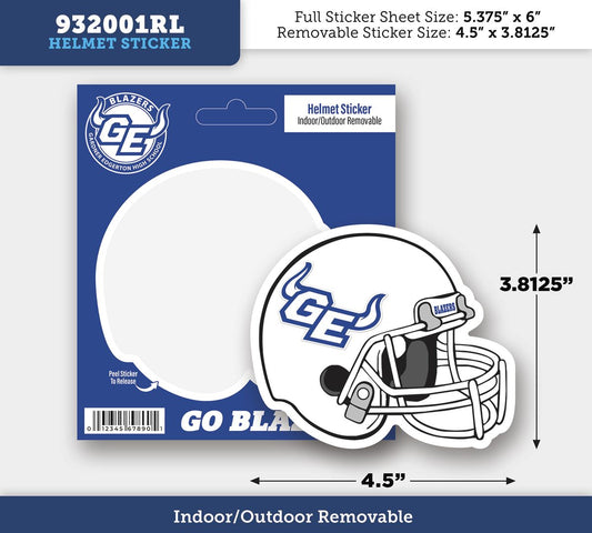 Football Helmet Kiss Cut - Removable Sticker - 5.4"x6" (Singles)