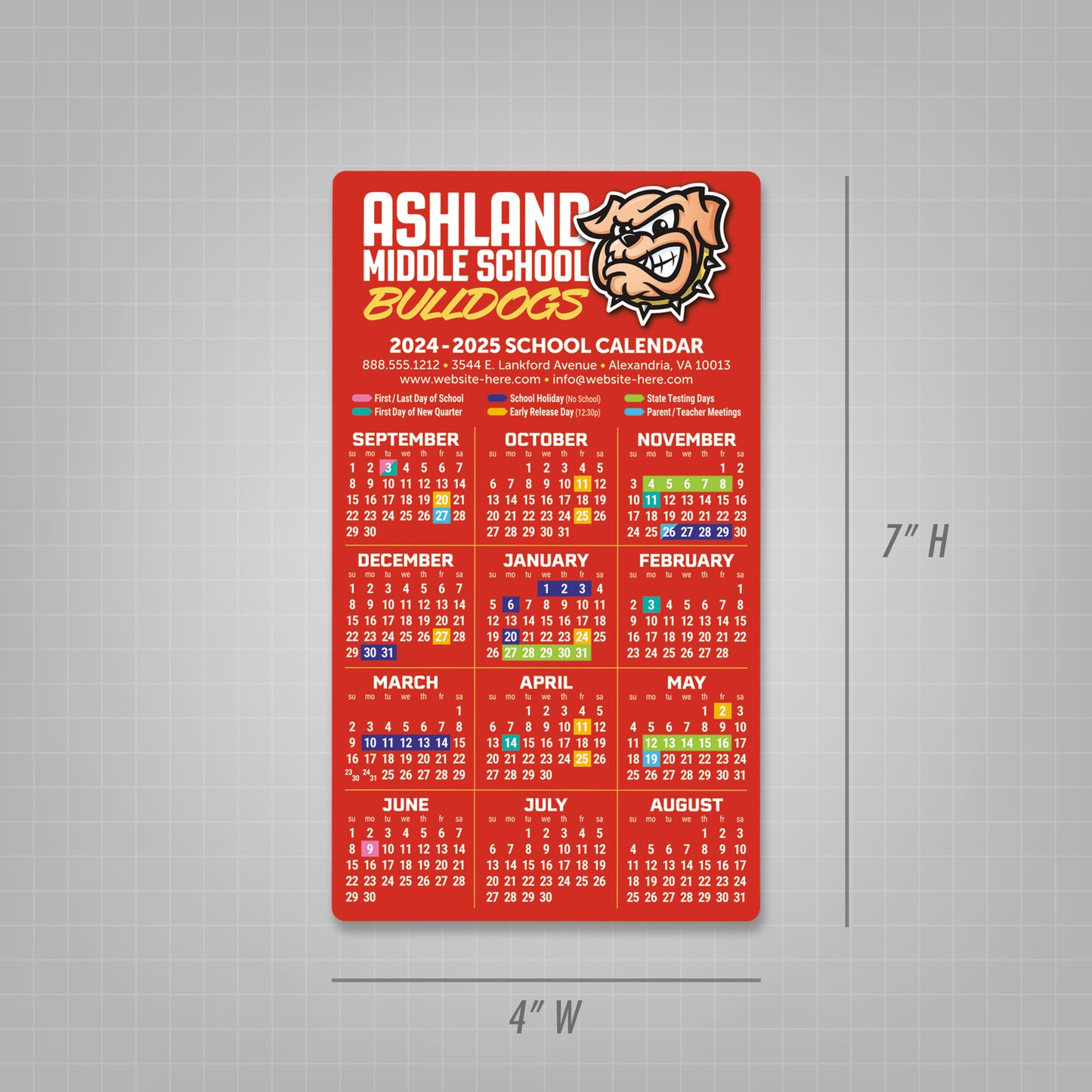 School Calendar Magnet - 4x7 Round Corners