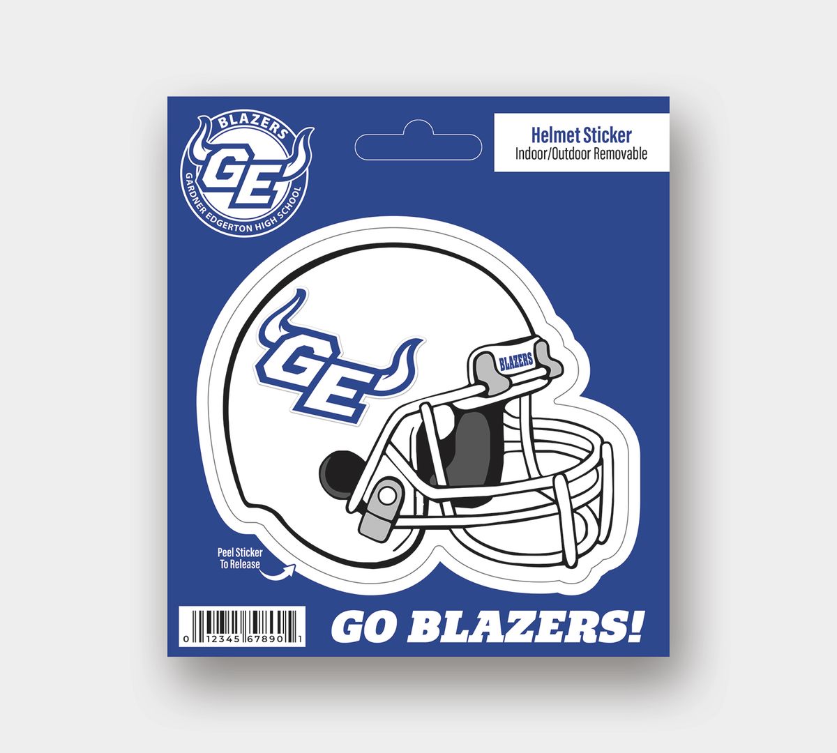 Football Helmet Kiss Cut - Removable Sticker - 5.4"x6" (10 Pack)